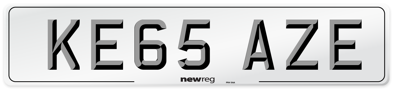 KE65 AZE Number Plate from New Reg